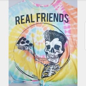 Vintage-Style Tied Real Friends Crop Top